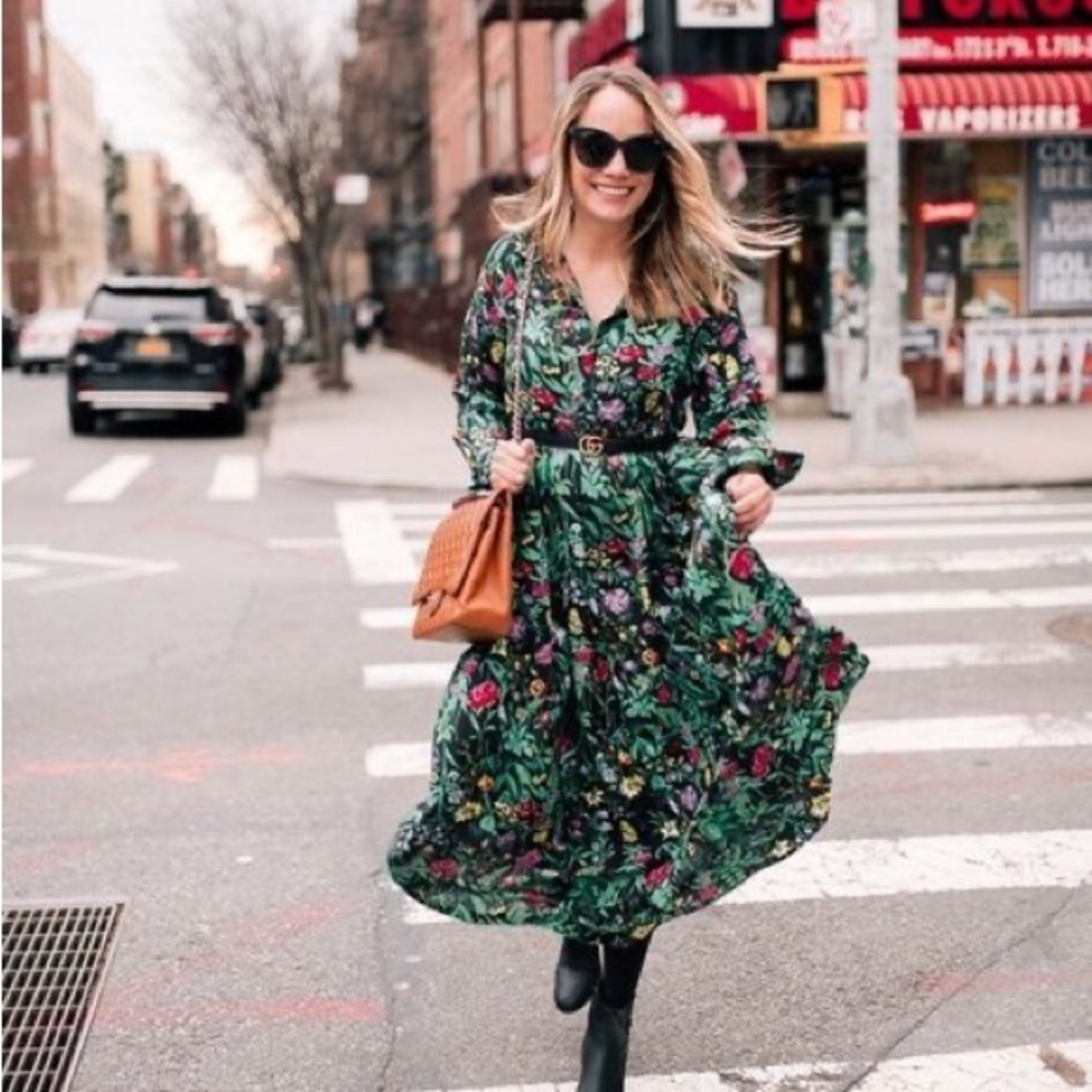 PrettyLittleThing Floral Maxi Dress - Green and Black